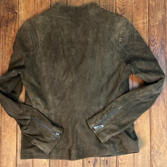 Women’s Vince Olive brown luxurious Suede zip Moto Jacket - Picture 7 of 7